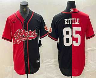 Men%27s San Francisco 49ers #85 George Kittle Red Black Two Tone Cool Base Stitched Baseball Jersey